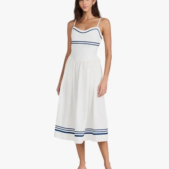 Ciao Lucia White and Blue Spaghetti Strap Sundress
